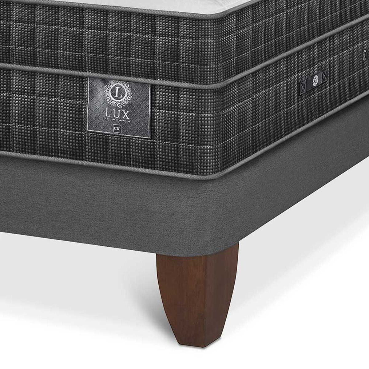 Cama Europea CIC Base Dividida King Lux + Respaldo Milan Mostaza