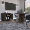 Combo Mesa Redonda + Cajonera 2 Puertas TuHome Home Office Negro Soft-Coñac