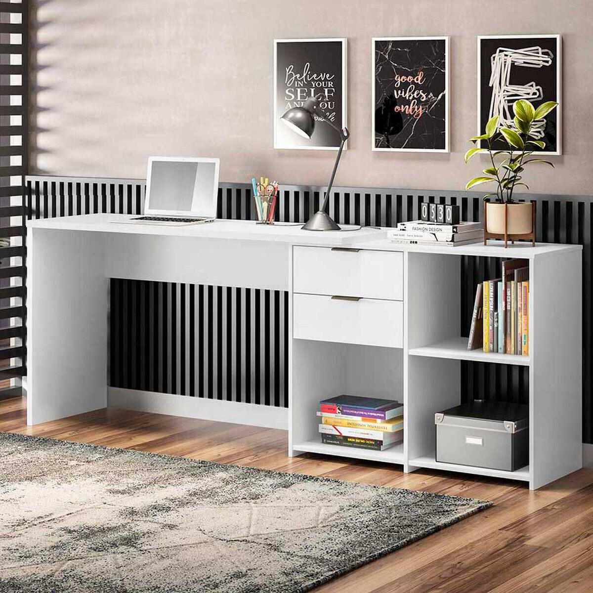 Escritorio Home Mobili Valencia 2 Cajones Blanco