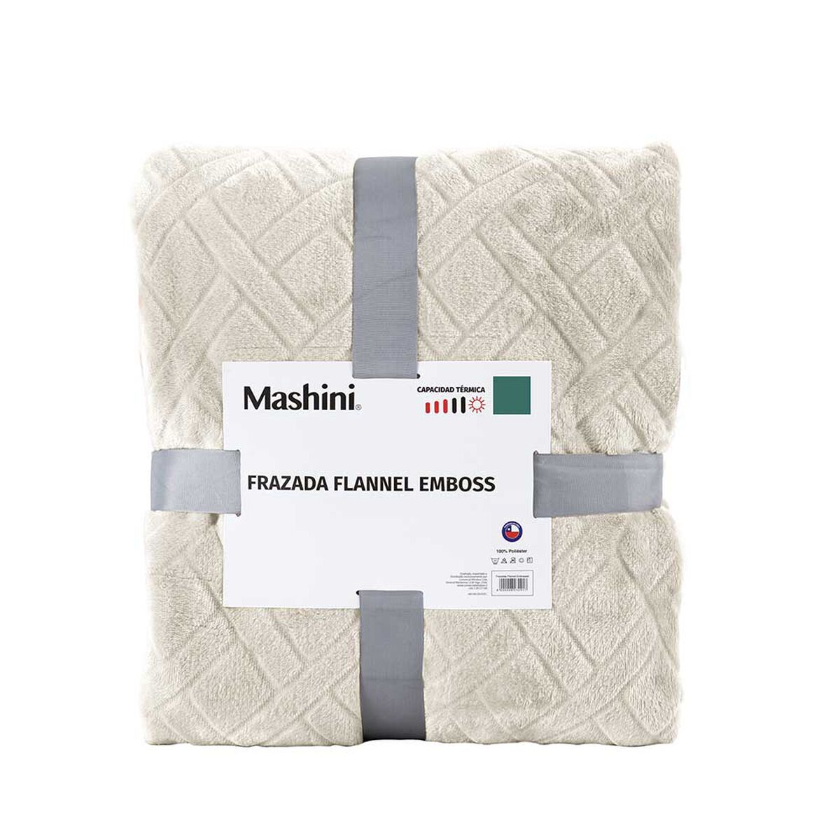 Frazada Flannel Embossed Mashini 1,5 Plazas Liso Crudo