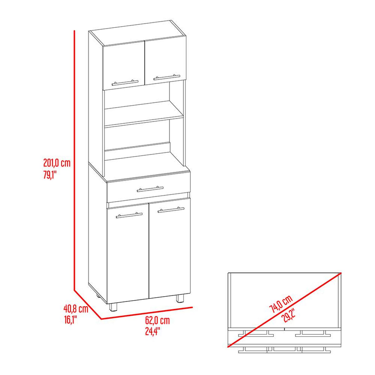 Mueble para Microondas Tuhome Luna 4 Puertas 1 Caj&oacute;n Blanco