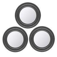 Set 3 Espejos Plástico Vgo para Colgar Circular 25 cm Negro