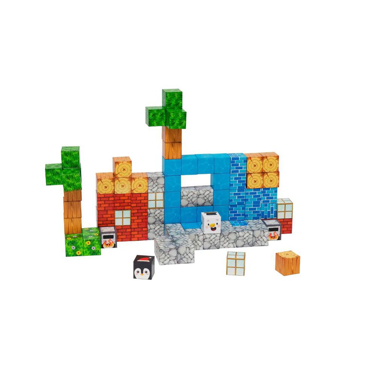 Juego Bloques Magn&eacute;ticos 89Pcs Mineblocks Aventura Band&uacute;