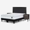 Cama Europea Rosen Base Dividida 2 Plazas Art 4 + Respaldo + 2 Veladores Nolita Grafito