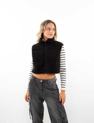 Imagen 1 del producto Parka Crop Reversible Chiporro Sin Mangas Mujer Icono Crudo, Negro, Oliva