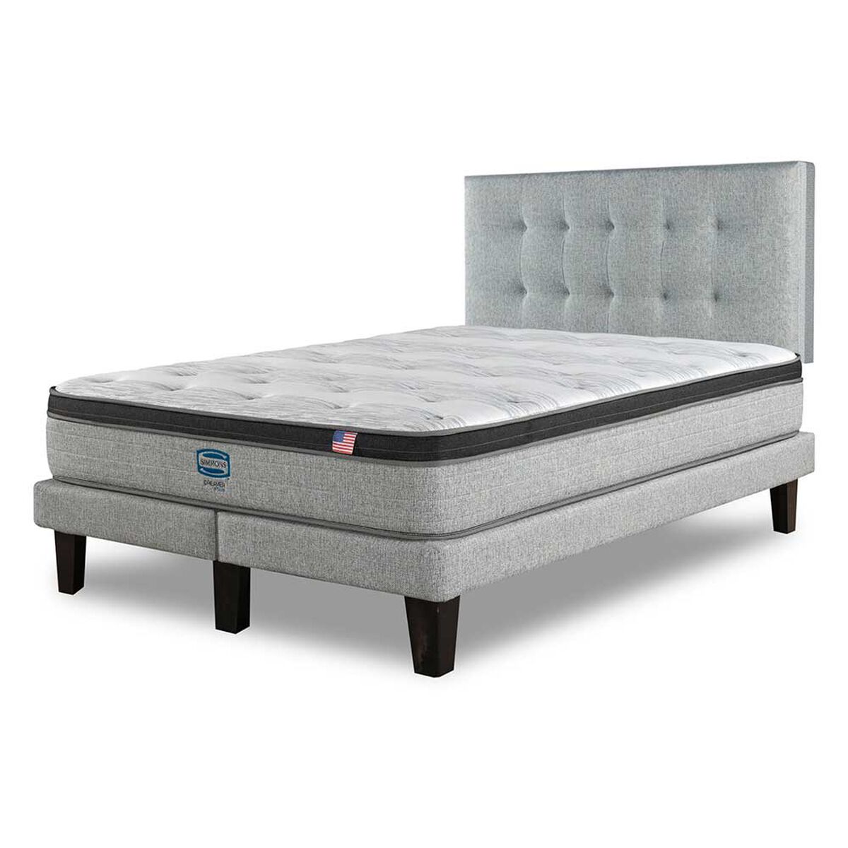Cama Europea Simmons 2 Plazas Dreamer Plazasus Box + Respaldo Urban Plazasata