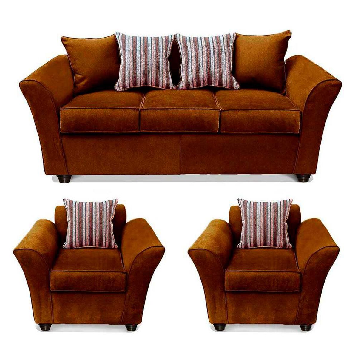 Juego de Living Elegant Detail Minesota Sof&aacute; 3 Cuerpos + Dos Sillones 1 Cuerpo Caf&eacute;