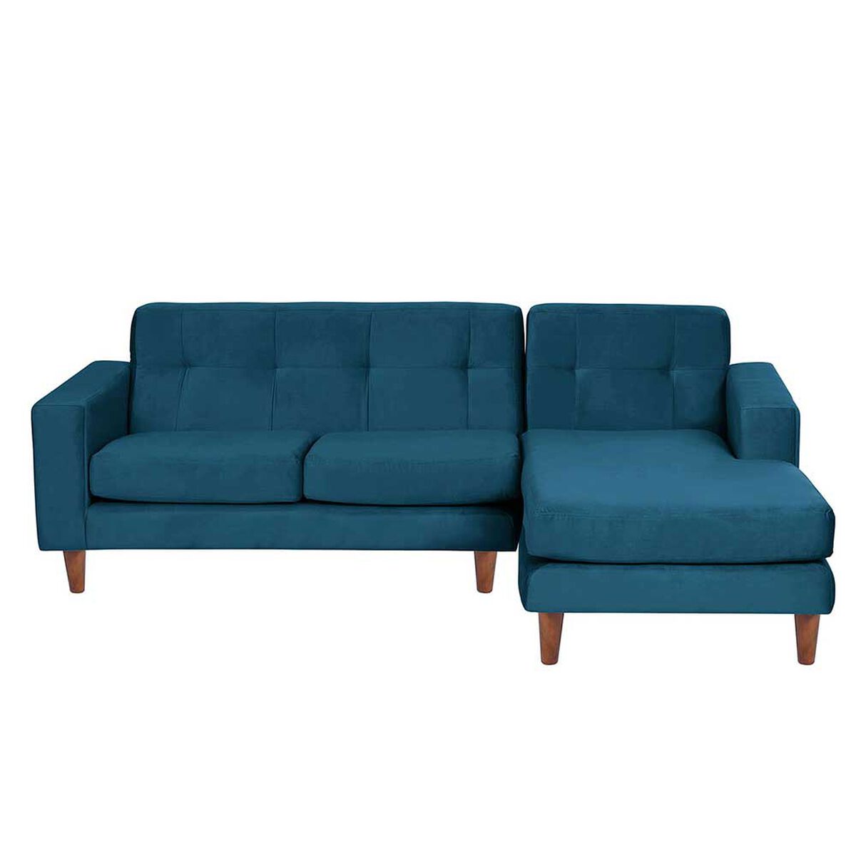 Sofá Seccional Derecho Latam Home Salermo Tela Velvet 3 Cuerpos Azul Petroleo