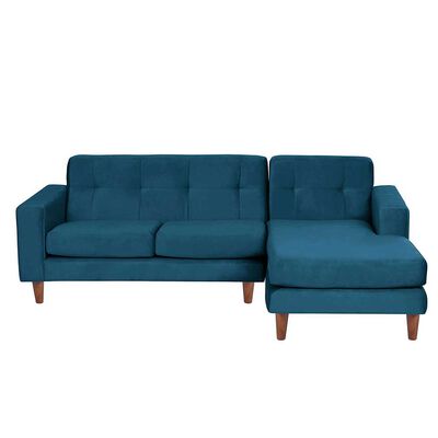LATAM HOME Sofá Seccional Derecho Latam Home Salermo Tela Velvet 3 Cuerpos Azul Petroleo