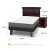 Cama Europea CIC 1,5 Plazas Anatomic + Respaldo + Velador New Dublin Chocolate