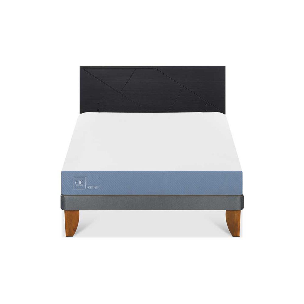 Cama Europea CIC 2 Plazas Excellence + Respaldo Villarrica Negro