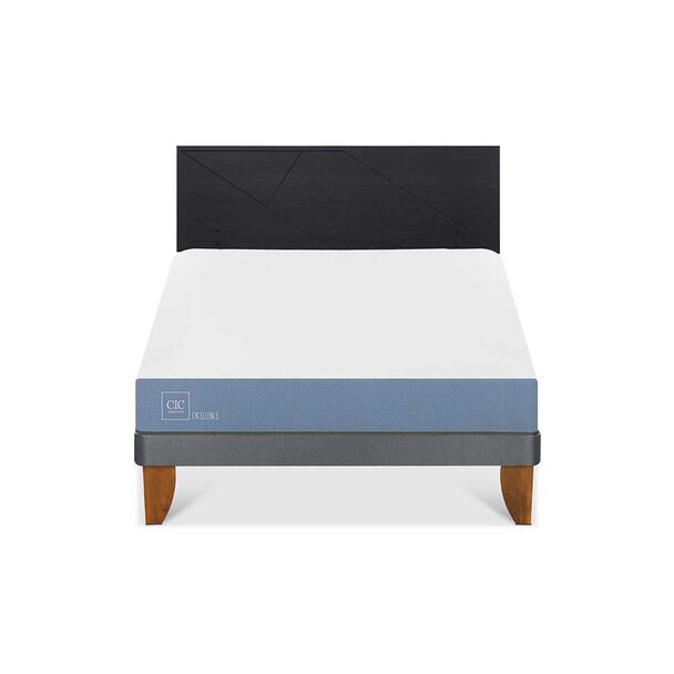 Cama Europea CIC 2 Plazas Excellence + Respaldo Villarrica Negro