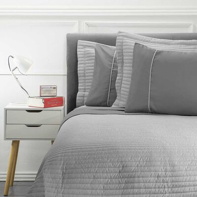 Set Quilt + Juego de Sábanas Casanova 2 Plazas Gris