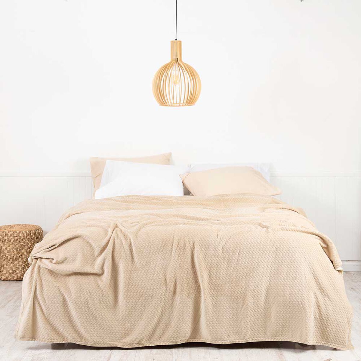 Frazada de Poliéster Mashini King Liso Beige