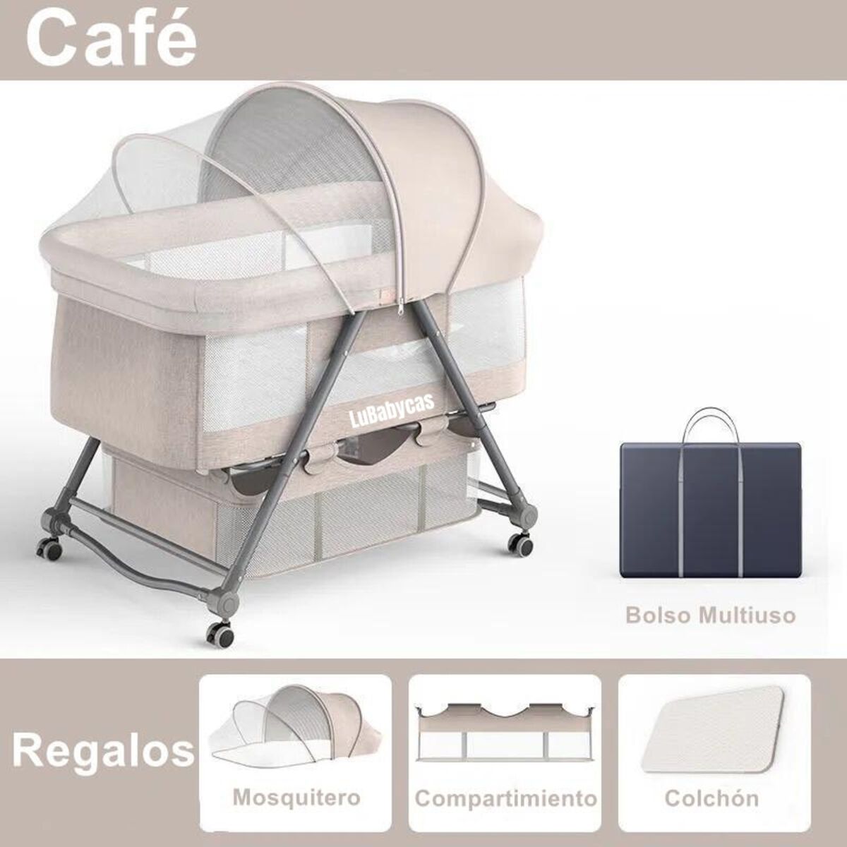 Cuna Bebé con Accesorios Café By Lubabycas