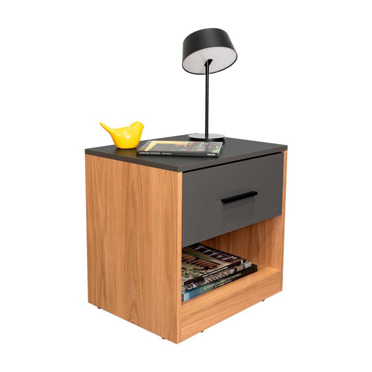 Velador Tuhome Girona 1 Caj&oacute;n Fresno Plomo