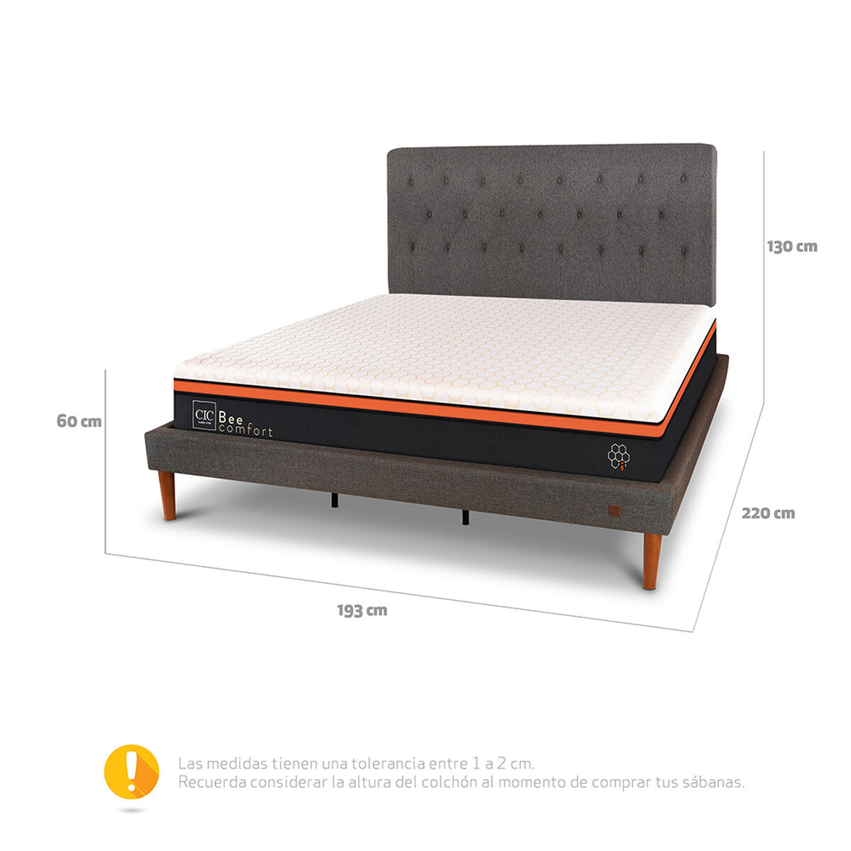 Cama Europea Curve CIC King Bee Comfort + Respaldo