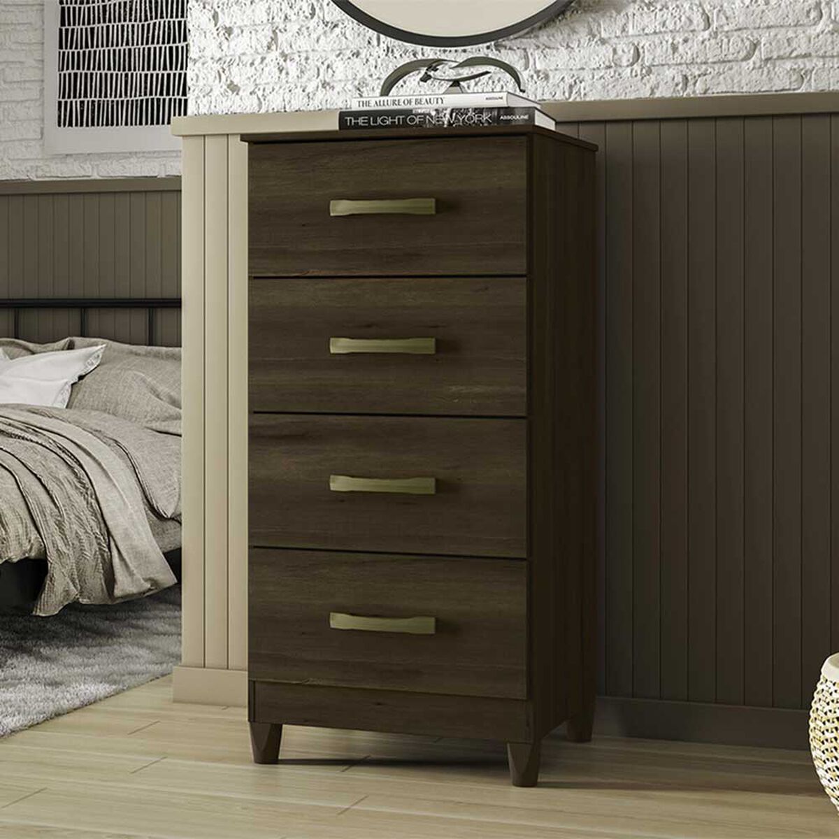 Cómoda Vekkahome Mobi 4 Cajones Café