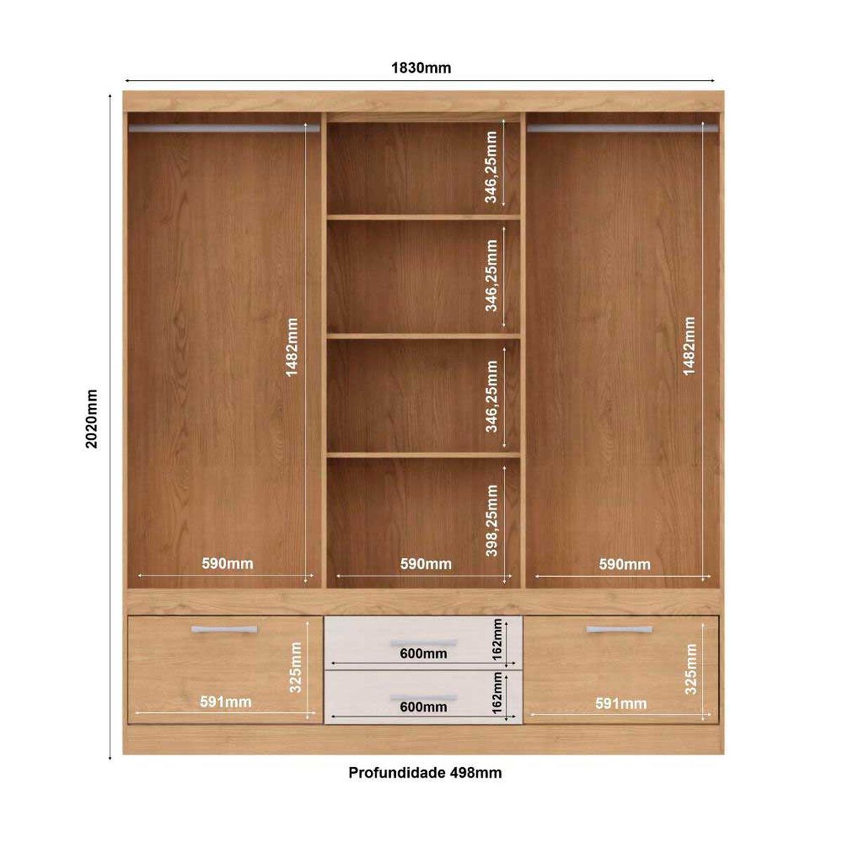 Closet Yardas Alexa 4 Puertas 4 Cajones Bicolor