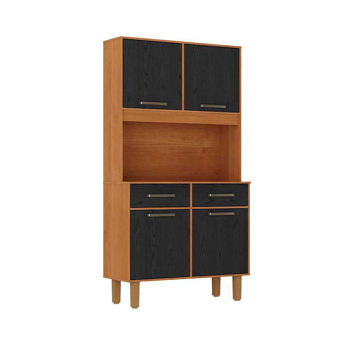 Combo Mueble de Cocina Casanova Borja 4 Puertas 2 Cajones Negro Caf&eacute; + Freidora de Aire Kioto Nagano 5,5 lts.
