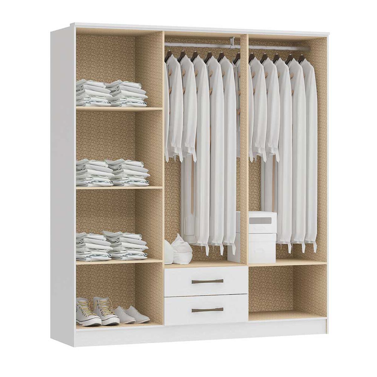 Clóset Vekkahome Pequim 6 Puertas 2 Cajones Blanco