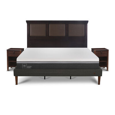 CIC Cama Europea CIC King Ortopedic Advance + Respaldo New Torino Chocolate + 2 Veladores