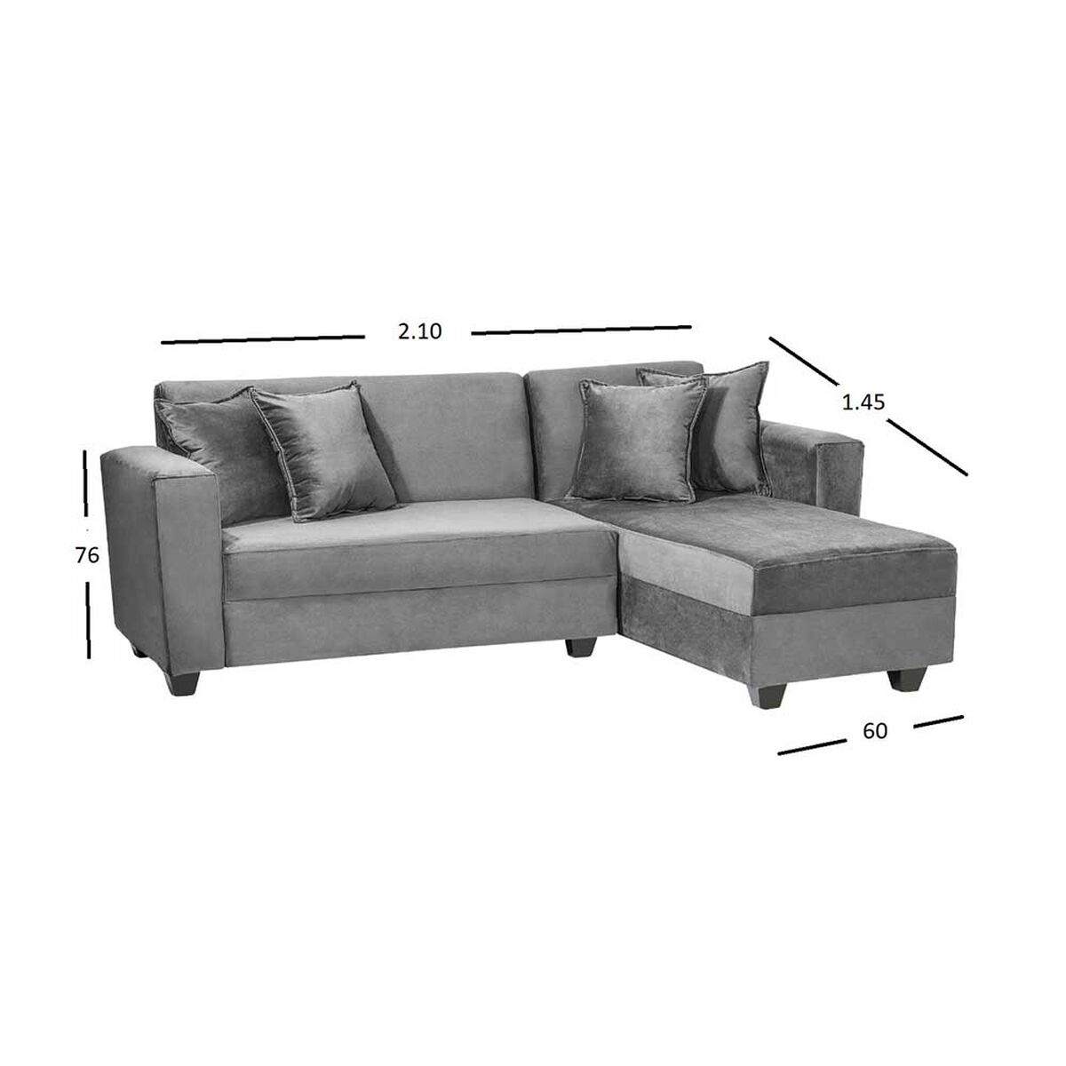 Sofá Seccional Derecho Diseño A&M Home Maite 3 Cuerpos Gris