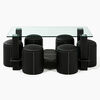 Mesa de Centro Spazzio Tribecca + 6 Pouf