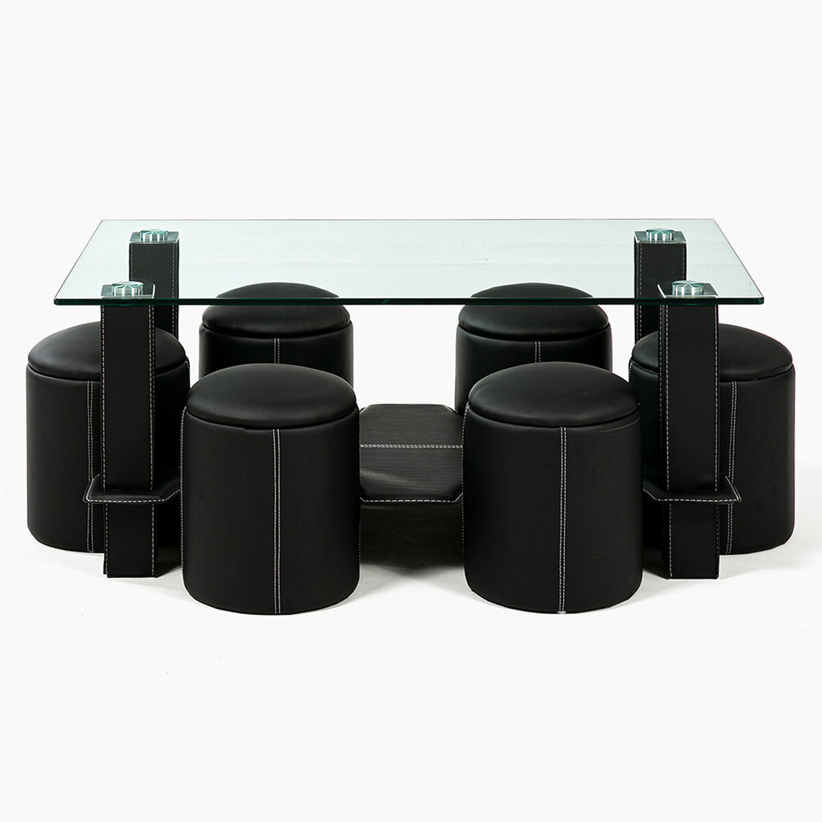 Mesa de Centro Spazzio Tribecca + 6 Pouf