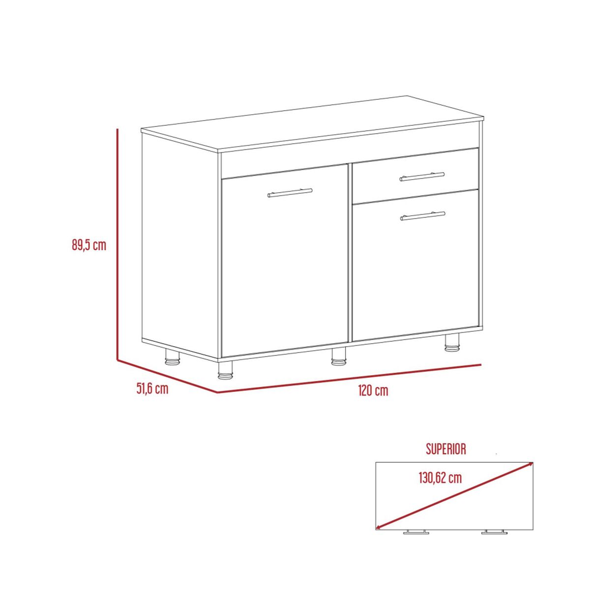 Modulo Superior + Modulo Inferior Melamina TuHome Orion Blanco