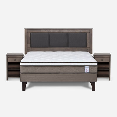 Imagen 1 del producto Combo Cama Europea Rosen 2 Plazas New Style 6 BN + Respaldo y Veladores Rachel