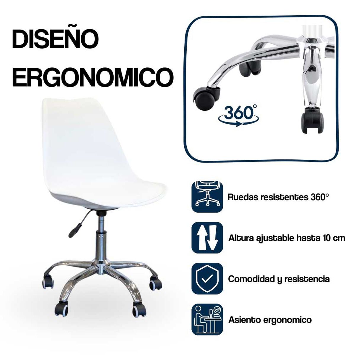 Silla de Escritorio Arthome Shanghai Blanca
