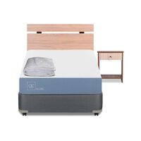 Cama Americana CIC 1,5 Plazas Excellence + Respaldo + 1 Velador Olmo + Plumón