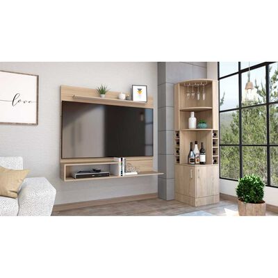 Combo Bar Esquinero + Panel TV55 TuHome Beijing Rovere