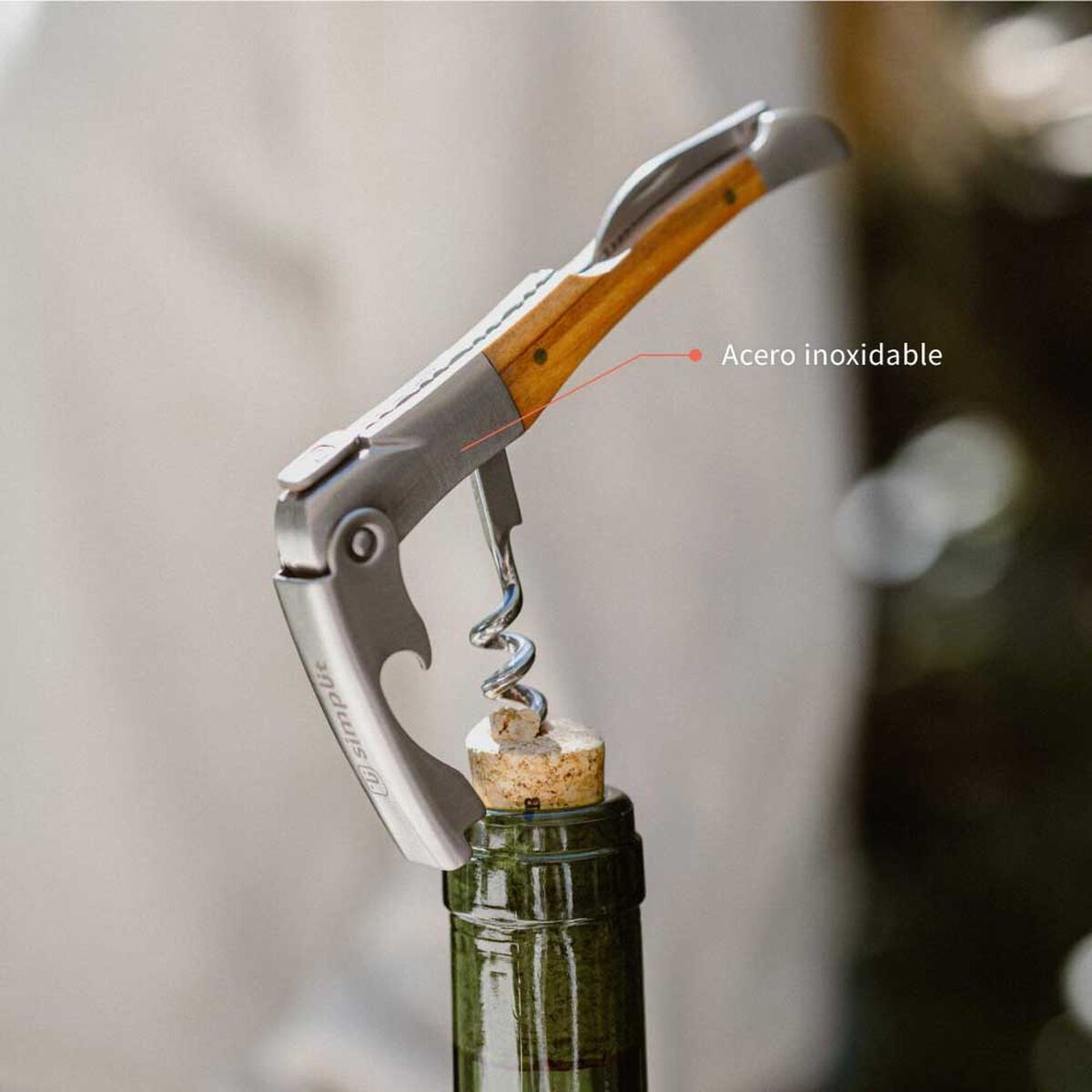 Set 4 Cuchillos para Queso Simplit Provenza Madera Acero Inoxidable Café