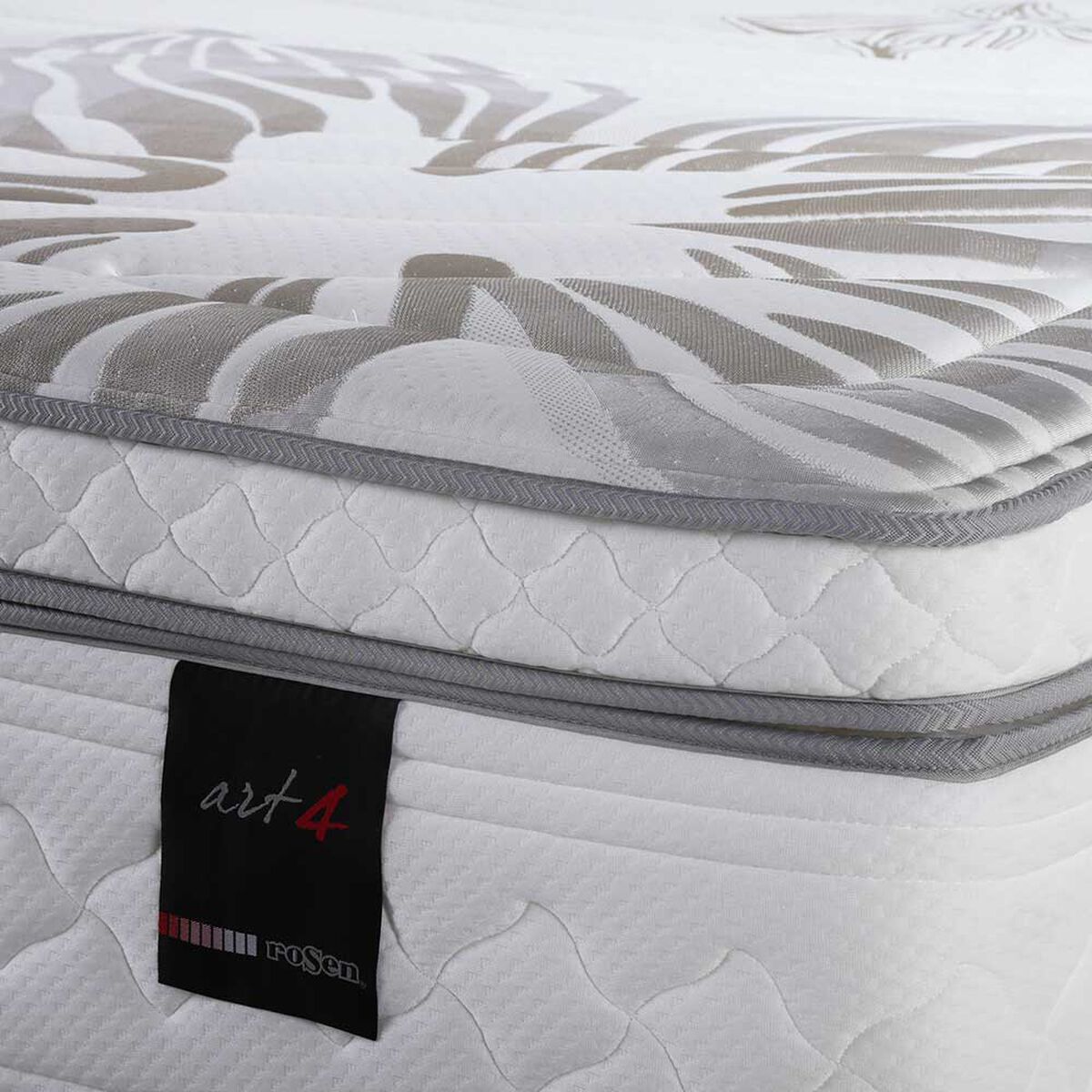 Cama Europea Rosen Base Dividida King Art 4 + Respaldo + 2 Veladores Sicilia