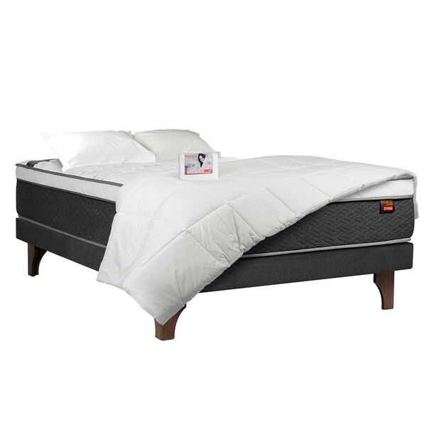 Cama Europea Celta 2 Plazas x 2 mt Everest Cobre + Set Textiles + Almohadas