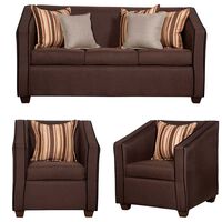 Juego de Living Ruzam Mobel Victorius Sofá 3 Cuerpos + Dos Sillones 1 Cuerpo Lino Café