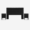 Cama Europea Rosen Base Dividida King Indie + Respaldo + 2 Veladores Issey Grafito