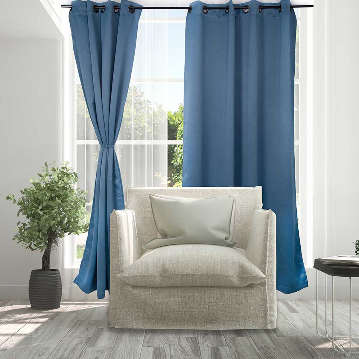 Cortina Blackout Tejido Doral Victoria 220 x 140 cm 8 Piezas Azul