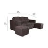 Juego de Living Kea Nize Sofá 3 Cuerpos + Dos Pouf Felpa Negro