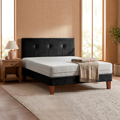 Cama Europea Latam Home 1 Plaza Zen Best Negro + Respaldo