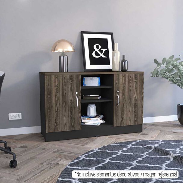 Gabinete TuHome Home Office Negro Soft Coñac