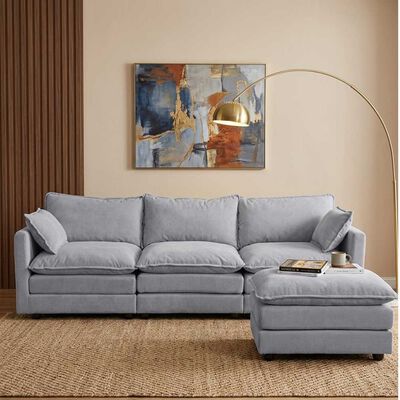 Seccional Izquierdo o Derecho Casanova Samantha Moderno 3 cuerpos + Ottoman Gris