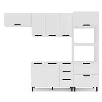 Kit Cocina Modular delta Vekkahome 8 Puertas 4 Cajones Blanca