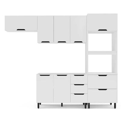 Imagen 1 del producto Kit Cocina Modular delta Vekkahome 8 Puertas 4 Cajones Blanca