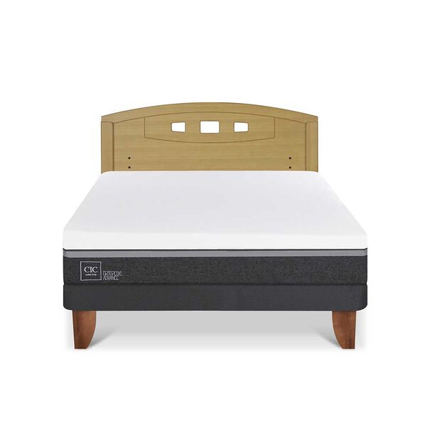 Cama Europea CIC 2 Plazas Ortopedic Advance + Respaldo Gales Mostaza