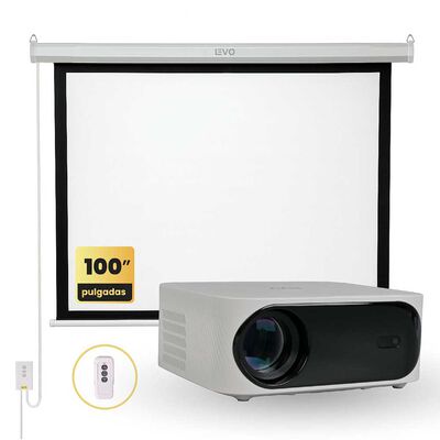 Proyector Portatil Orion 12000lm + Telón 100" Eléctrico LEVO