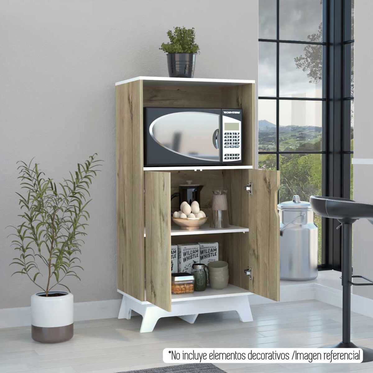 Mueble para Microondas TuHome Bi Color Duna Blanco 2 Puertas