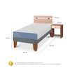 Cama Europea CIC 1 Plaza Excellence + Respaldo + 1 Velador Olmo